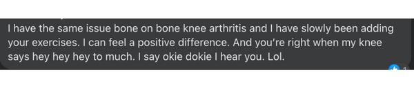 exercise with bone on bone knee arthritis